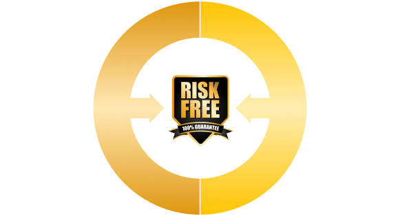 A yellow circle with arrows on a black background, symbolizing a business concept related to meeting expectations and providing replacement staff.