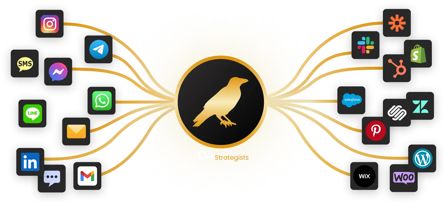 A logo featuring a bird in the center, surrounded by stylized text and graphical elements.